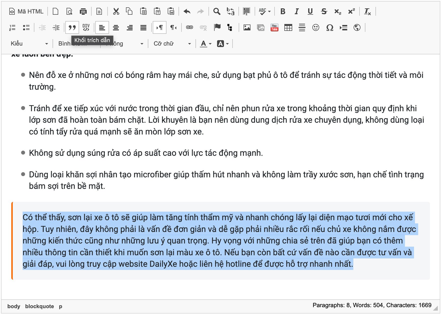 Chèn khối trích dẫn nổi bật Chèn khối trích dẫn nổi bật