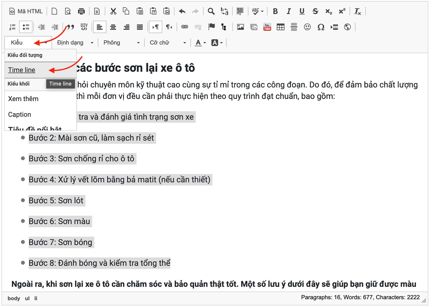 Chèn Timeline vào bài viết Chèn Timeline vào bài viết