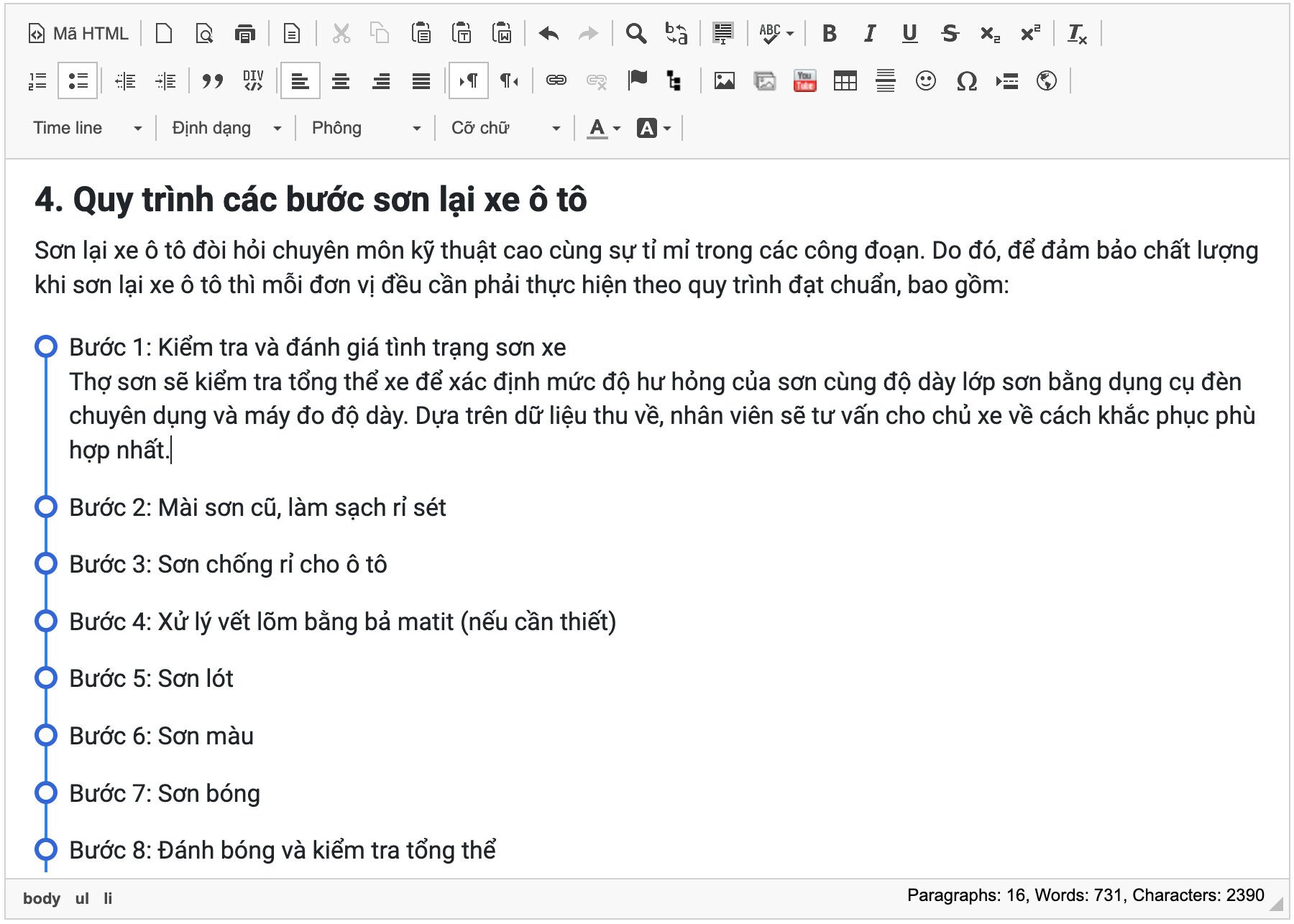 Chèn Timeline vào bài viết