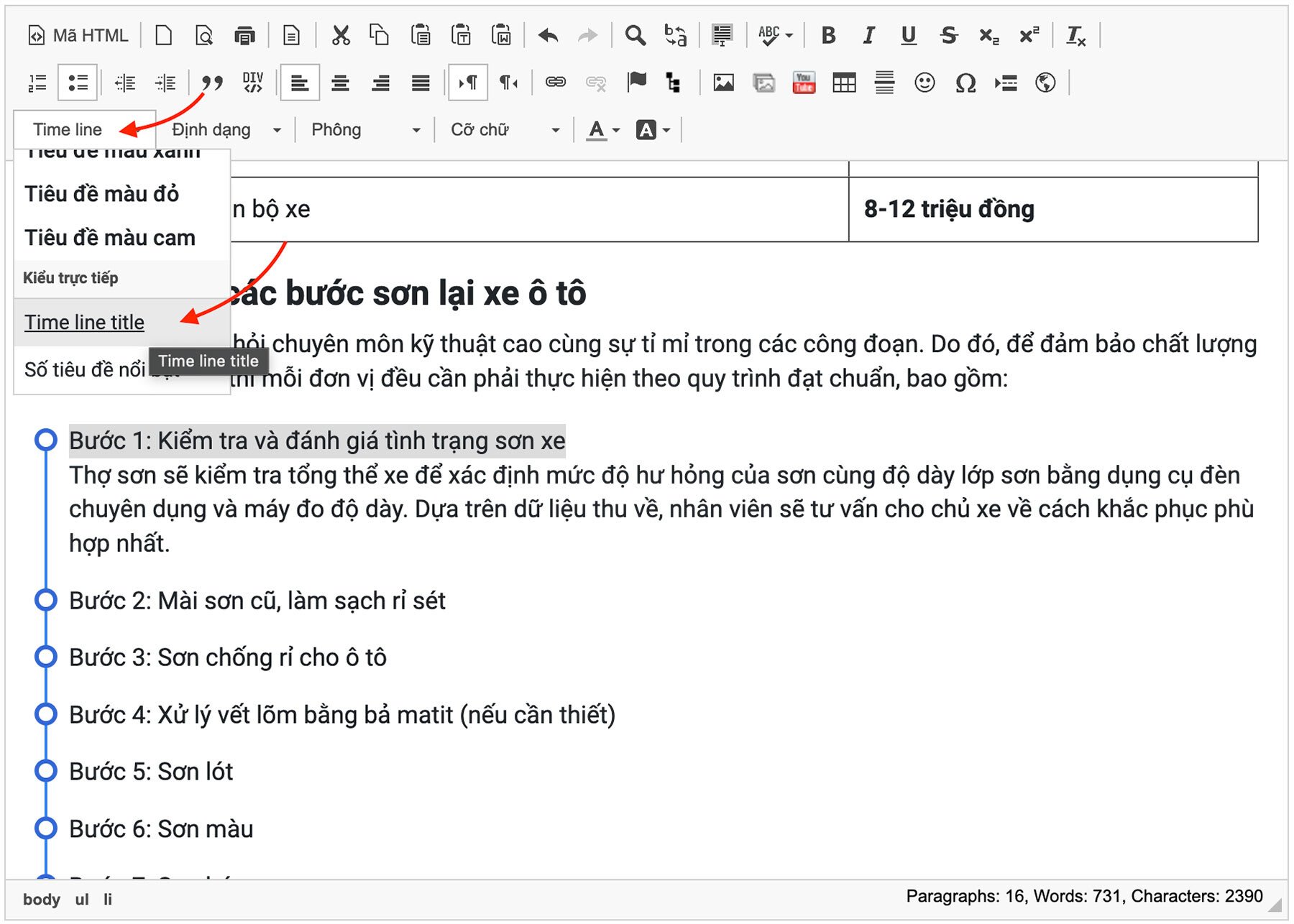 Chèn Timeline vào bài viết Chèn Timeline vào bài viết