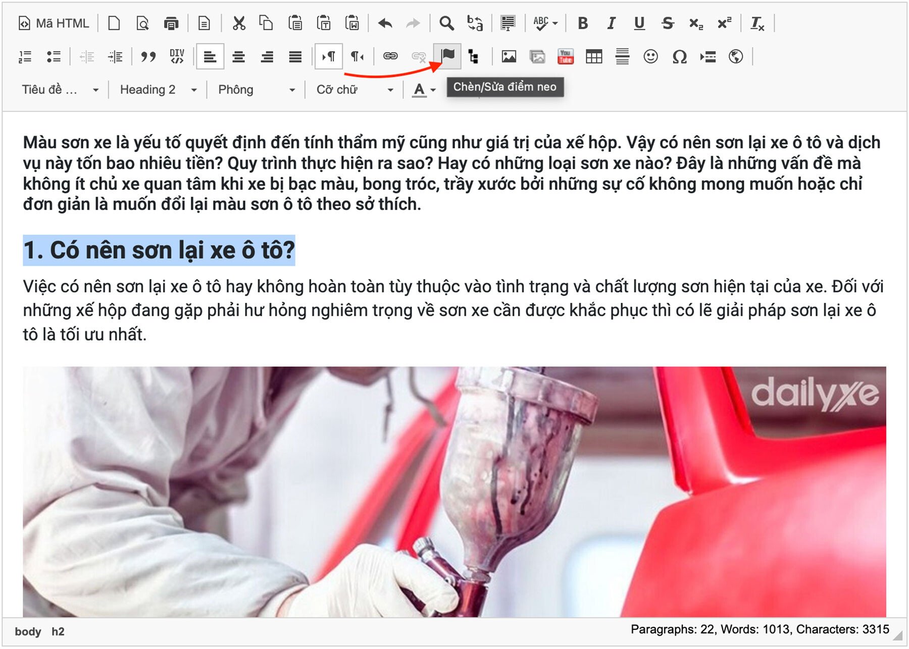 Chèn mục lục vào bài viết